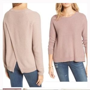 Madewell Pink Crossback Sweater Split Hem XS